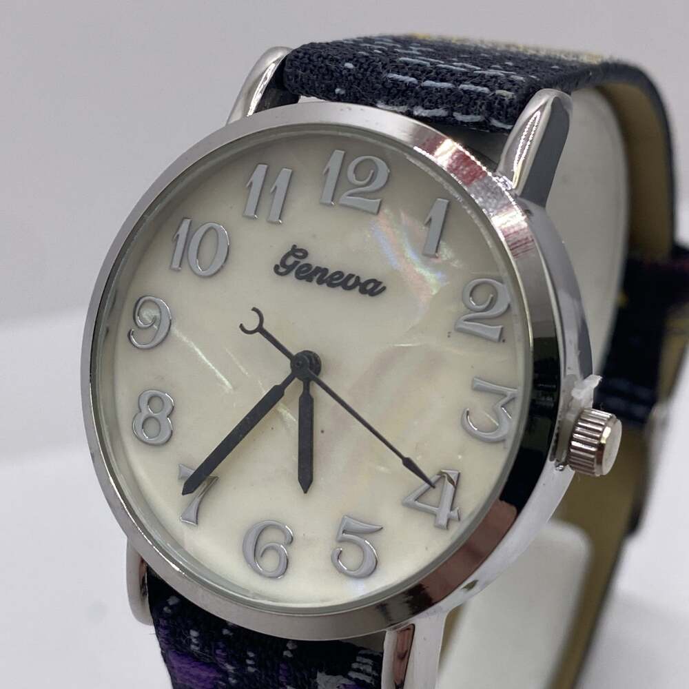 Geneva Womens Southwest Knit Style Watch Mother Of Pearl Works New Battery